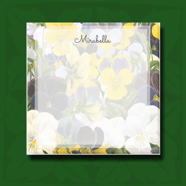 Custom Floral Pansy Pattern Stickie Post-it Notes (Pansy and violet flowers botanical post-its)