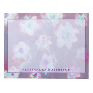 Custom Floral Pattern Watercolor Purple Pink Blue Notepad