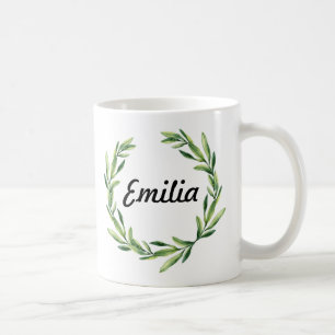 Custom Floral Personalized Name Monogram Mug