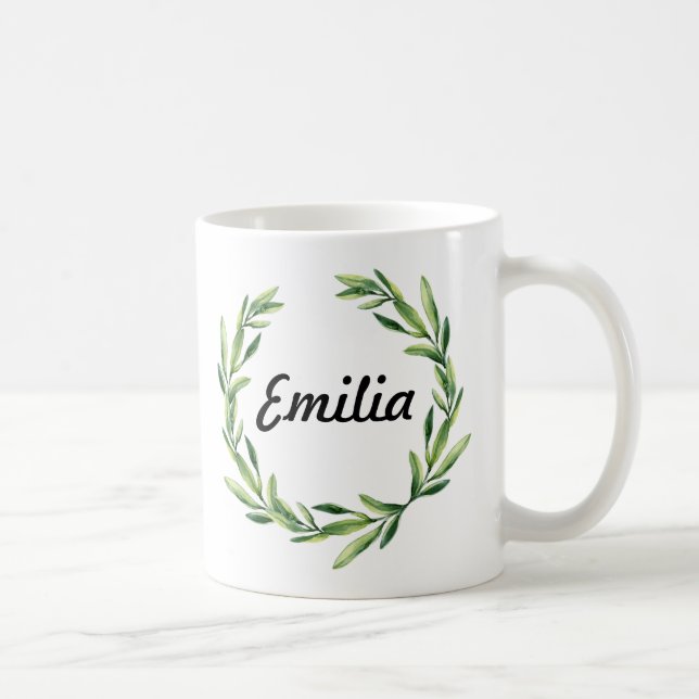 Custom Floral Personalized Name Monogram Mug (Right)