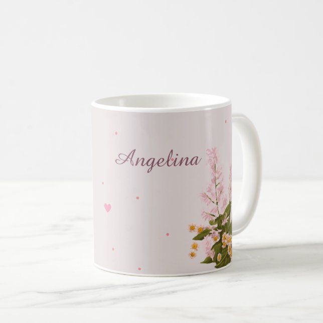Custom Floral Personalized Name Mug (Front Right)