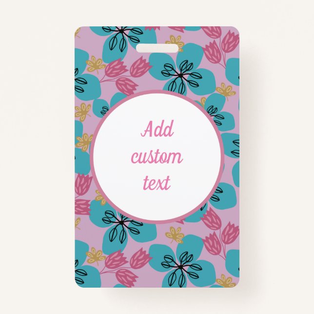 Custom floral pink  name mother badge (Front)