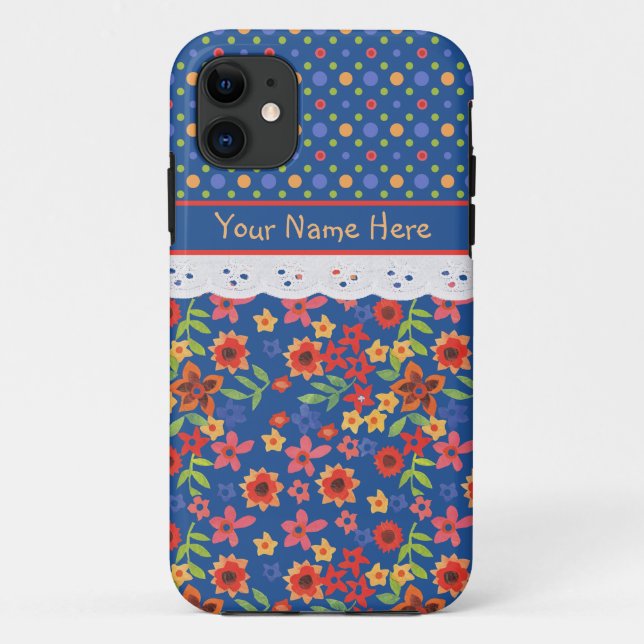 Custom Floral Polkas Faux Lace iPhone 5/5s Case (Back)