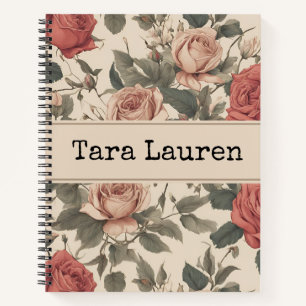 Custom Floral Roses Notebook for School and Office