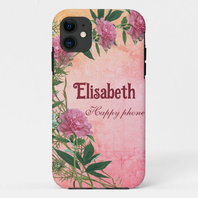 Custom floral rustic peony themed personalized Case-Mate iPhone case (Back)