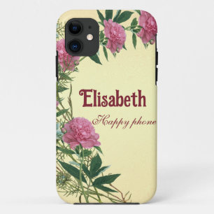 Custom floral rustic peony themed personalized iPhone 11 case