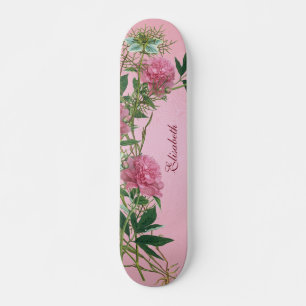 Custom floral rustic peony themed personalized skateboard