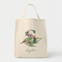 Custom Floral S Letter Watercolor Foliage Monogram