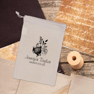 Custom Floral Sewing, Handmade Business Large  Rubber Stamp