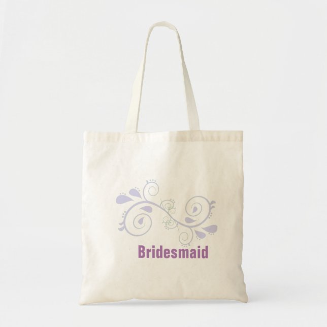 Custom Floral Swirl Bridesmaid Wedding Tote Bag (Front)