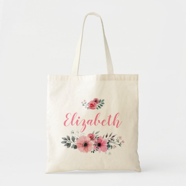 Custom Floral Tote Bag (Front)