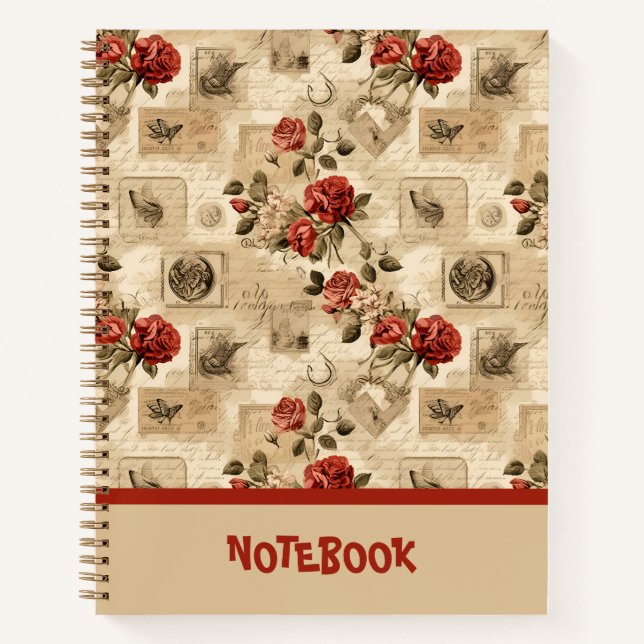 Custom Floral Vintage Wallpaper Notebook (Front)