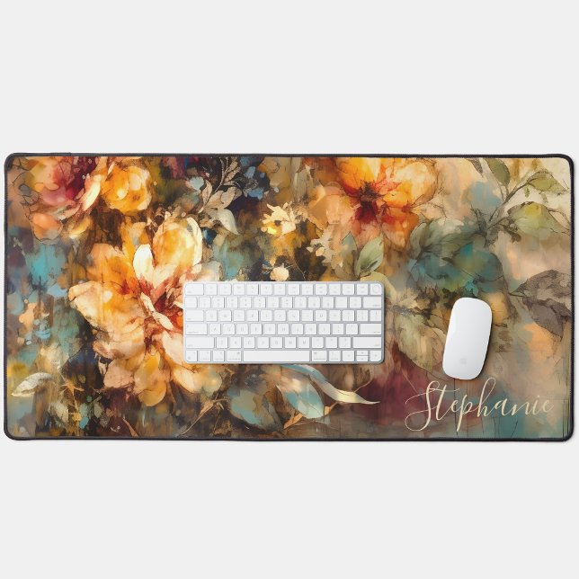 Custom Floral Watercolor Bloom Desk Mat (Creator Uploaded)