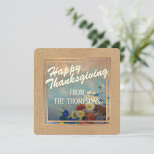 Custom Floral Watercolor Happy Thanksgiving Holiday Card