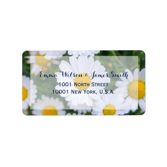 Custom Floral Wedding Address Labels With Daisy (Front)
