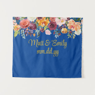 Custom Floral Wedding Reception Photo Booth Prop Tapestry