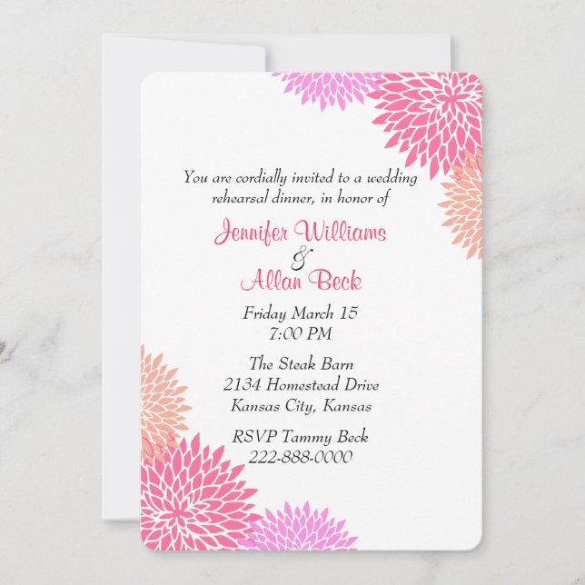 Custom Floral Wedding Rehearsal Dinner Invitation (Front)