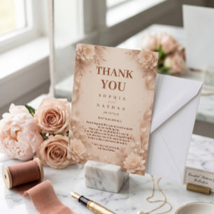 Custom Floral Wedding Thank You Card   Elegant Blu