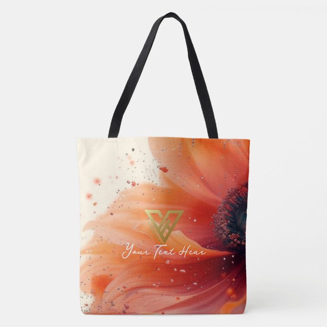 Custom : Floral Whirl Personalized Tote Bag (Front)