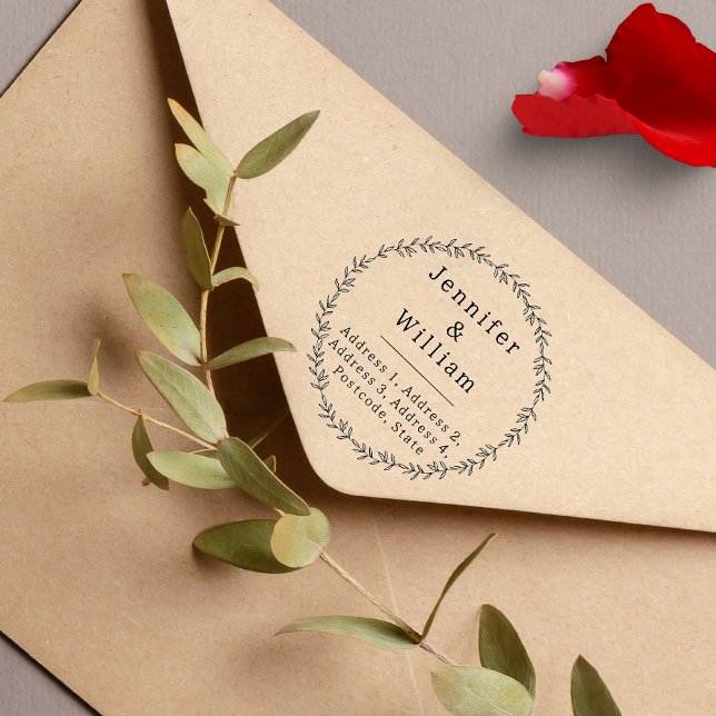 Custom Floral Wreath Return Address Rubber Stamp (Creator Uploaded)