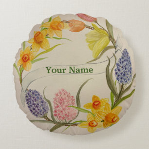 Custom floral wreath watercolor design pillow