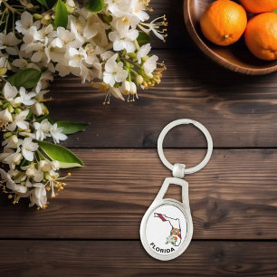 Custom Florida Flag State Flower Orange Blossom Keychain