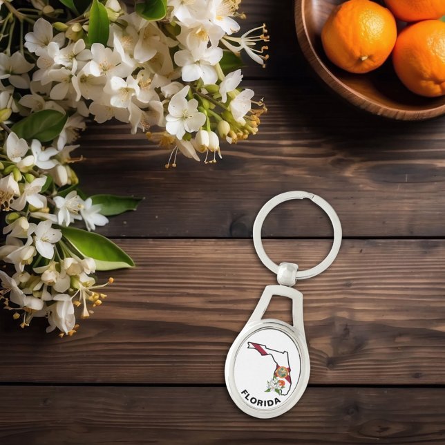 Custom Florida Flag State Flower Orange Blossom Keychain (Creator Uploaded)