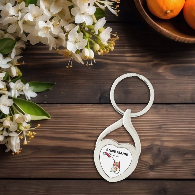 Custom Florida Flag State Flower Orange Blossom Keychain (Creator Uploaded)