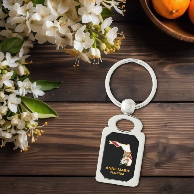 Custom Florida Flag State Flower Orange Blossom Keychain (Creator Uploaded)