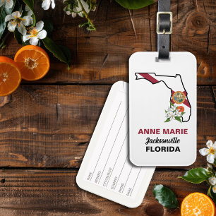 Custom Florida Flag State Flower Orange Blossom Luggage Tag