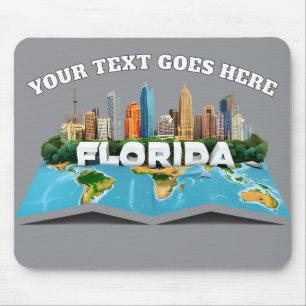 Custom Florida Map & Skyline - Personalized Text Mouse Pad