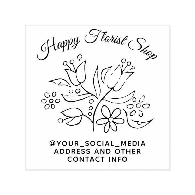 Custom Florist Shop or Flower Business Self-inking Stamp (Design)