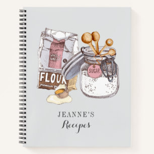 Custom Flour Sugar Measuring Spoons Recipe Notebook