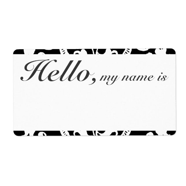 Custom Flourish Border Name Tag B&W (Front)