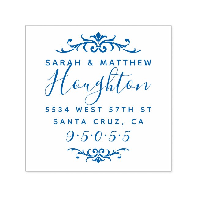 Custom Flourish Wedding Couple Return Address Self-inking Stamp (Design)