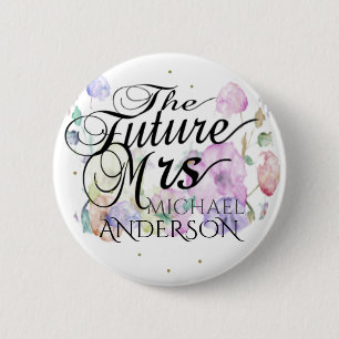 Custom Flower Bridal Gift 2 Inch Round Button