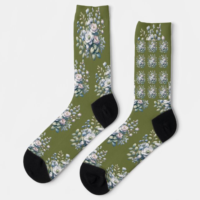 Custom flower design  socks (Left)
