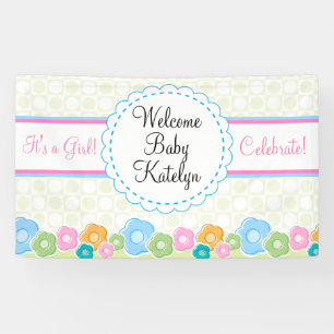 Custom Flower Garden Girl Baby Shower Banner
