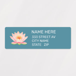 Custom Flower on Elegant Blue Address Labels