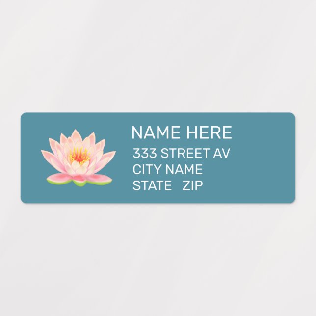 Custom Flower on Elegant Blue Address Labels (Design 1)