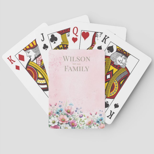 Custom Flower Personalized  Playing Cards (Back)