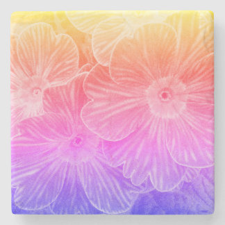 Custom flower photo square marble stone coaster