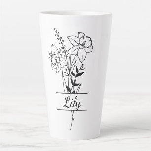 Custom Flowers Bouquet Flowers Latte Mug