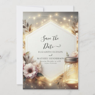 Custom Flowers Mason Jar Wedding  Save The Date