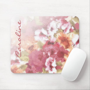 Custom Flowers Pattern Pretty Watercolor Painting Mouse Pad