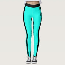 Custom Fluorescent Blue and Black Stripes Leggings