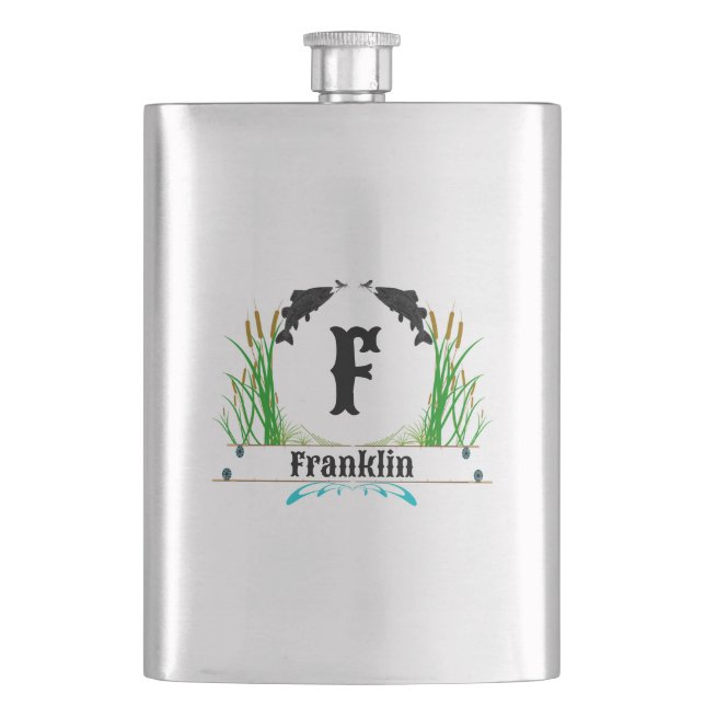 Custom Fly Fishing Seal On Hip Flask (Front)