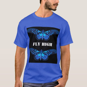 Custom Fly High Text Deep Royal Basic Dark T-Shirt