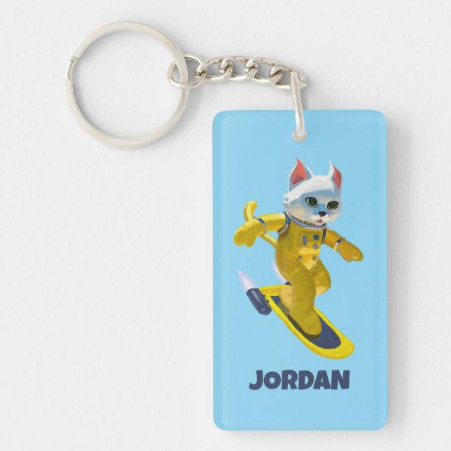 Custom Flying Skateboard Magnet Keychain (Front)