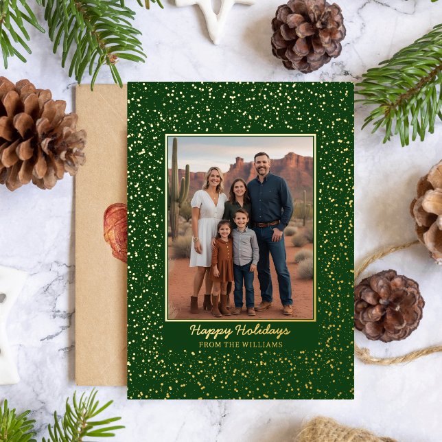 Custom Foil Christmas Card Editable Template Green (Creator Uploaded)